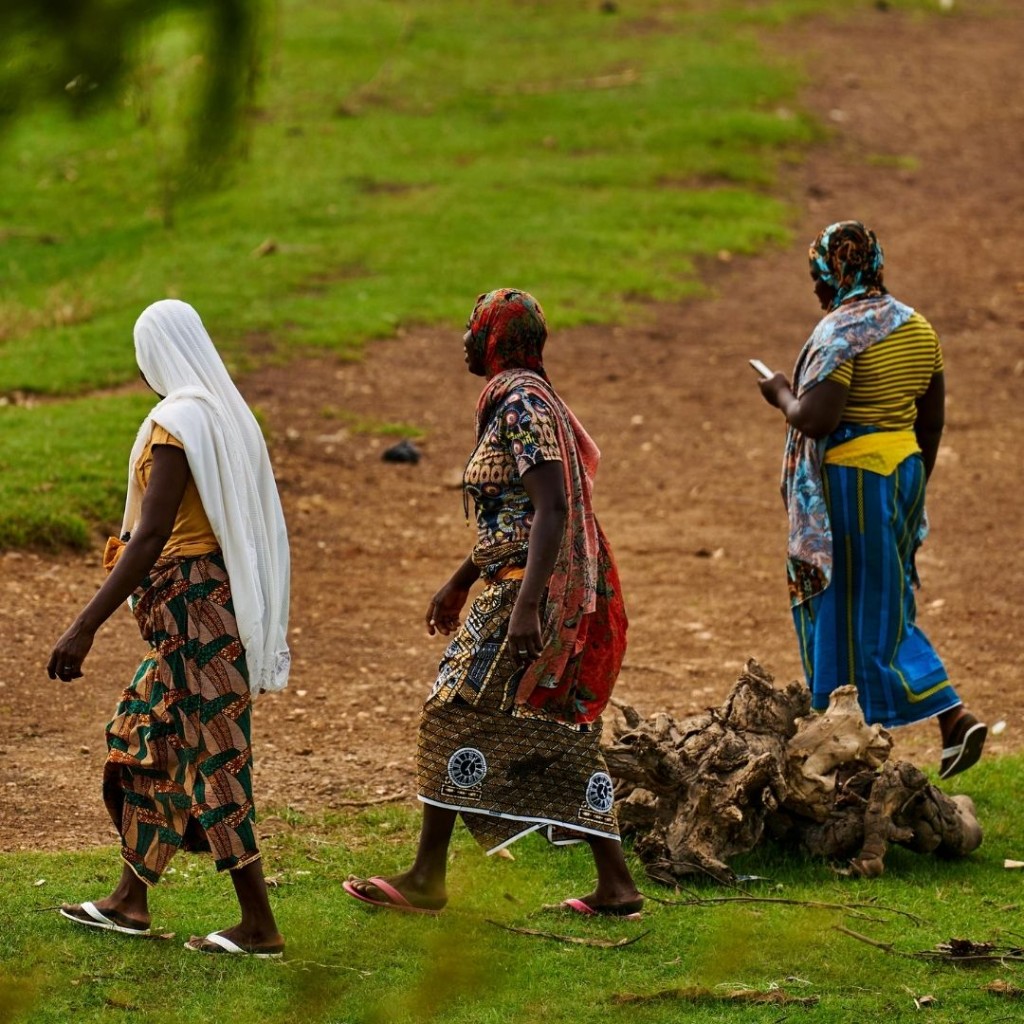 Women walking together in community